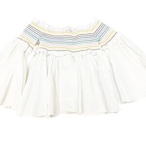 Greyson Off the Shoulder Top Balloon Sleeves White Multicolor Stitch Size XS